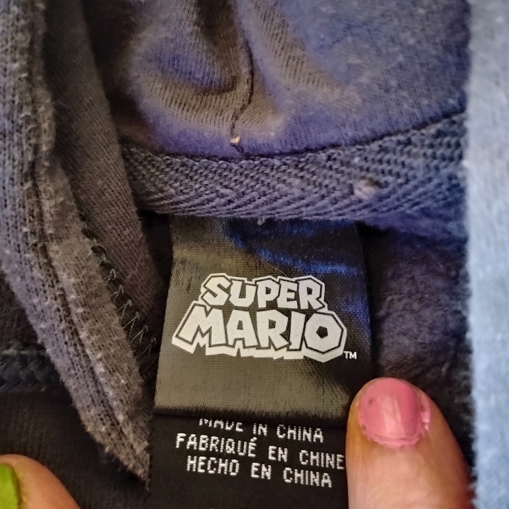 Nintendo Super Mario Pullover Sweatshirt r - Dark Gray with Multicolor Logo - Picture 6 of 7